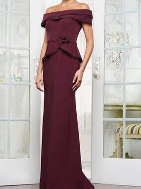 NWT Rina Di Montella RD3256 Peplum Mother of the Bride Dress Wine size 4